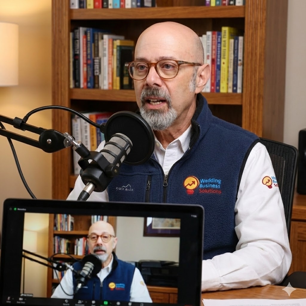 Alan Berg recording a Wedding Business Solutions podcast
